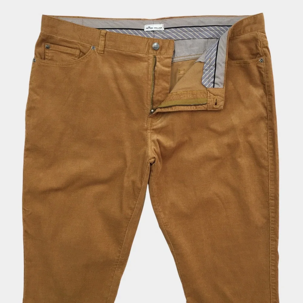 Peter Millar Mens Corduroy Pants Brown Size 42 Straight Casual Trousers (ALTERED